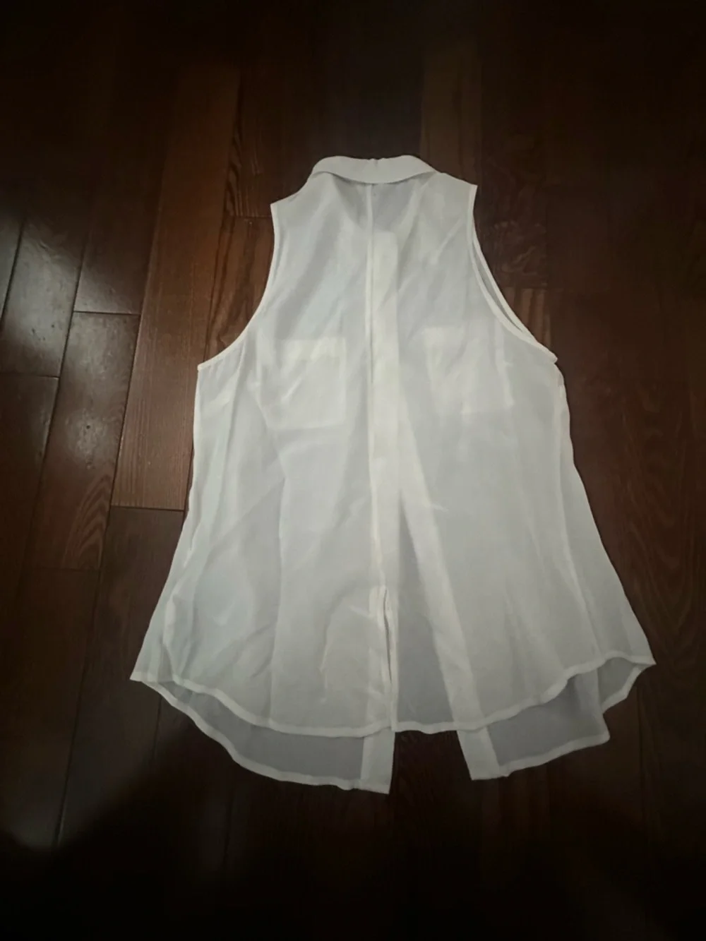 Guess White Sleeveless Button-Up Sheer Blouse - Picture 6 of 6